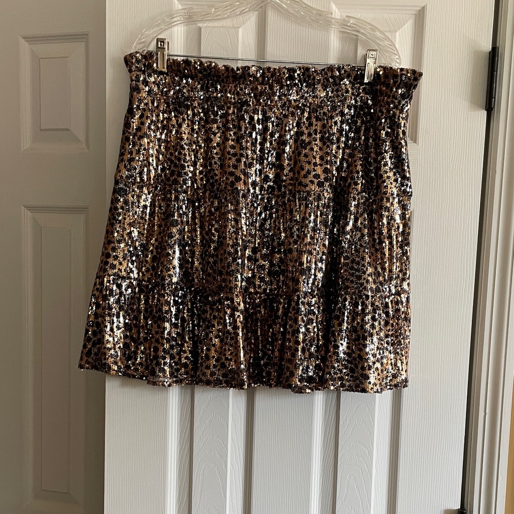Sequin Animal Print Mini Skirt